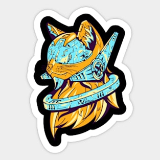 Electric Feline: The Cyber Cat's Hunt Sticker